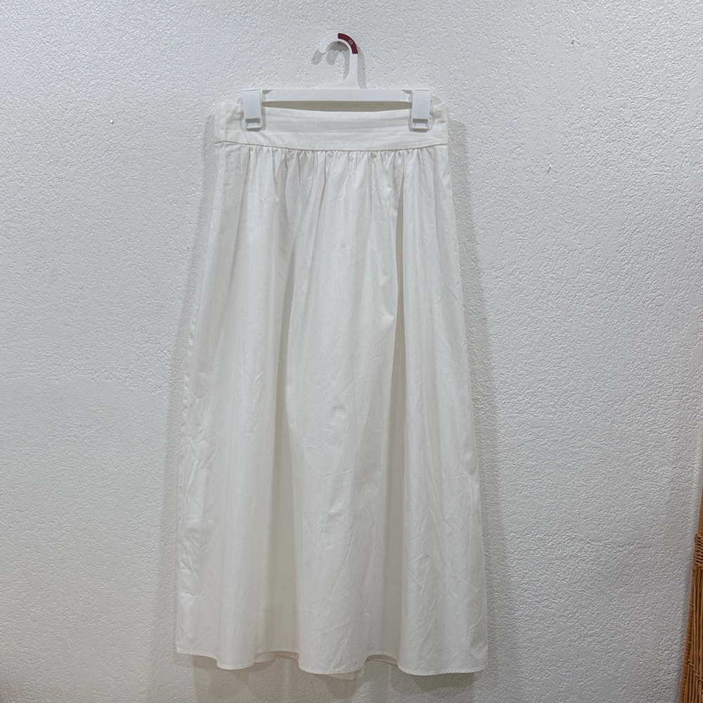 Sezane 100% Cotton White Skirt, Wide Waistband, Size 38 (European)